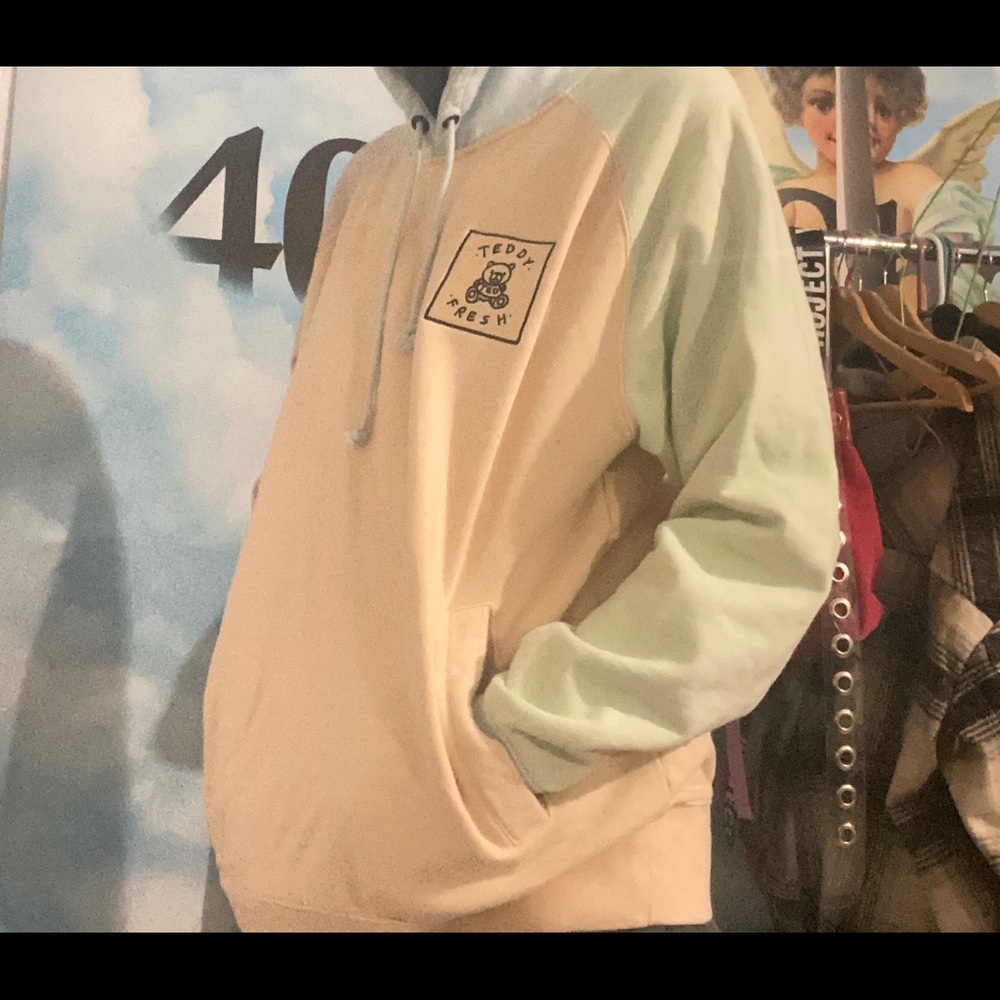 teddy fresh pastel color block hoodie size large